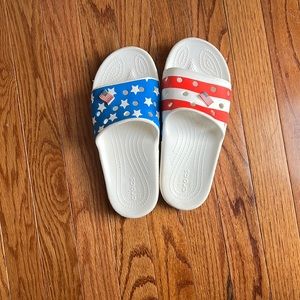 American Flag Croc Slides with 2 Jibbitz